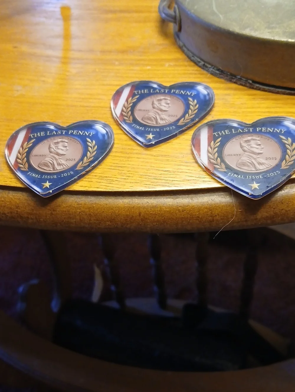 Heart-Shaped 'The Last Penny' Decorative  - Blue Set Of 3